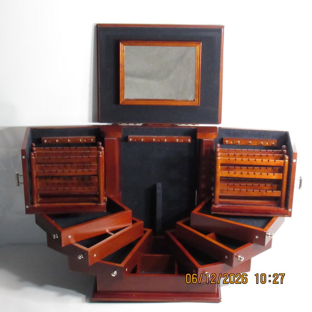 vintage Lori Greiner Your Walnut Jewelry Armoire Cabinet Box
